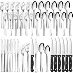 Besteck Set 6 Personen, Bastwe 36 teiliges Edelstahl Besteckset mit Steakmesser, Hochwertiges Messer Gabel Löffel für Familie/Party/Hotel, Hochglanzpoliert & Spülmaschinenfest Angebot bei HelloDeals