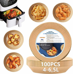 HONYAO Backpapier für Heißluftfritteuse XL 4-6,5 L, Rund 20 cm 100 Stück Pergamentpapier Airfryer Liners, Disposable Paper für Ofen und Air Fryers 100 Stück Rund 20cm Angebot bei HelloDeals