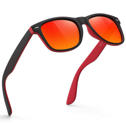 Polarisiert-Sonnenbrille-Herren-Damen-Sonnenbrillen-Sunglasses-Men-Woman-Sonnenbrille Schwarz-UV400-Unisex-Retro-Vintage-Klassische-Polarisierte-Brille-Sportbrille-für Fahren-Camping Schwarz Rot-rot Angebot bei HelloDeals