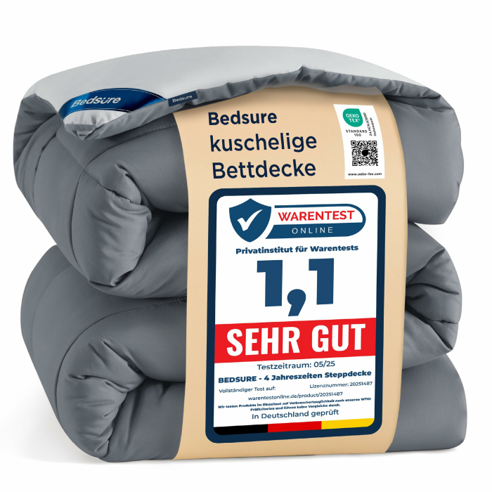 BEDSURE Bettdecke 155x220 Ganzjahresdecke Steppdecke - Bettdecke Ohne Bezug 155x220cm 300GSM - 4 Jahreszeiten Bettdecken Wende Grau/Hellgrau, Weiche Warm Duvet Schlafdecke für Allergiker 155x220 cm 02 Grau/Hellgrau Angebot bei HelloDeals