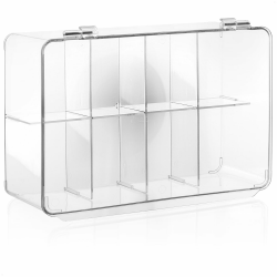 com-four® Premium Teekiste mit 8 Fächern und Klappdeckel - transparente Aufbewahrungsbox für Tee-Portionsbeutel - Einteilbox für Kaffepads, Backzutaten - Schmuck-Organizer (1 Stück - Premium) Angebot bei HelloDeals