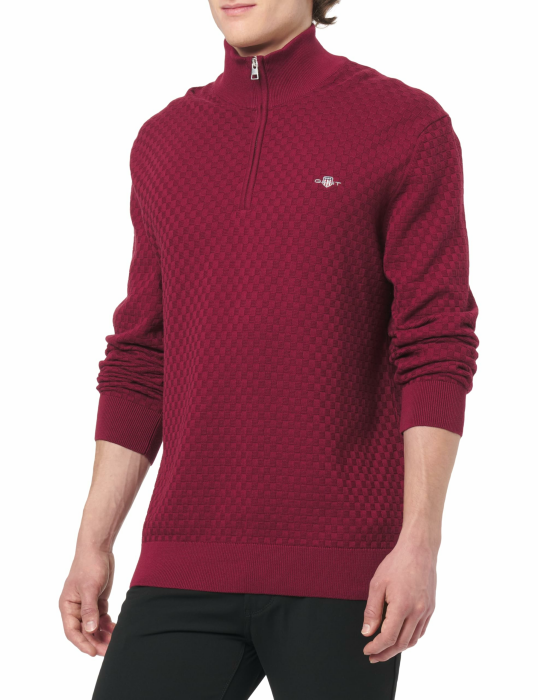 Gant Herren Micro Texture Hz Pullover XXL Plumped Red Angebot bei HelloDeals