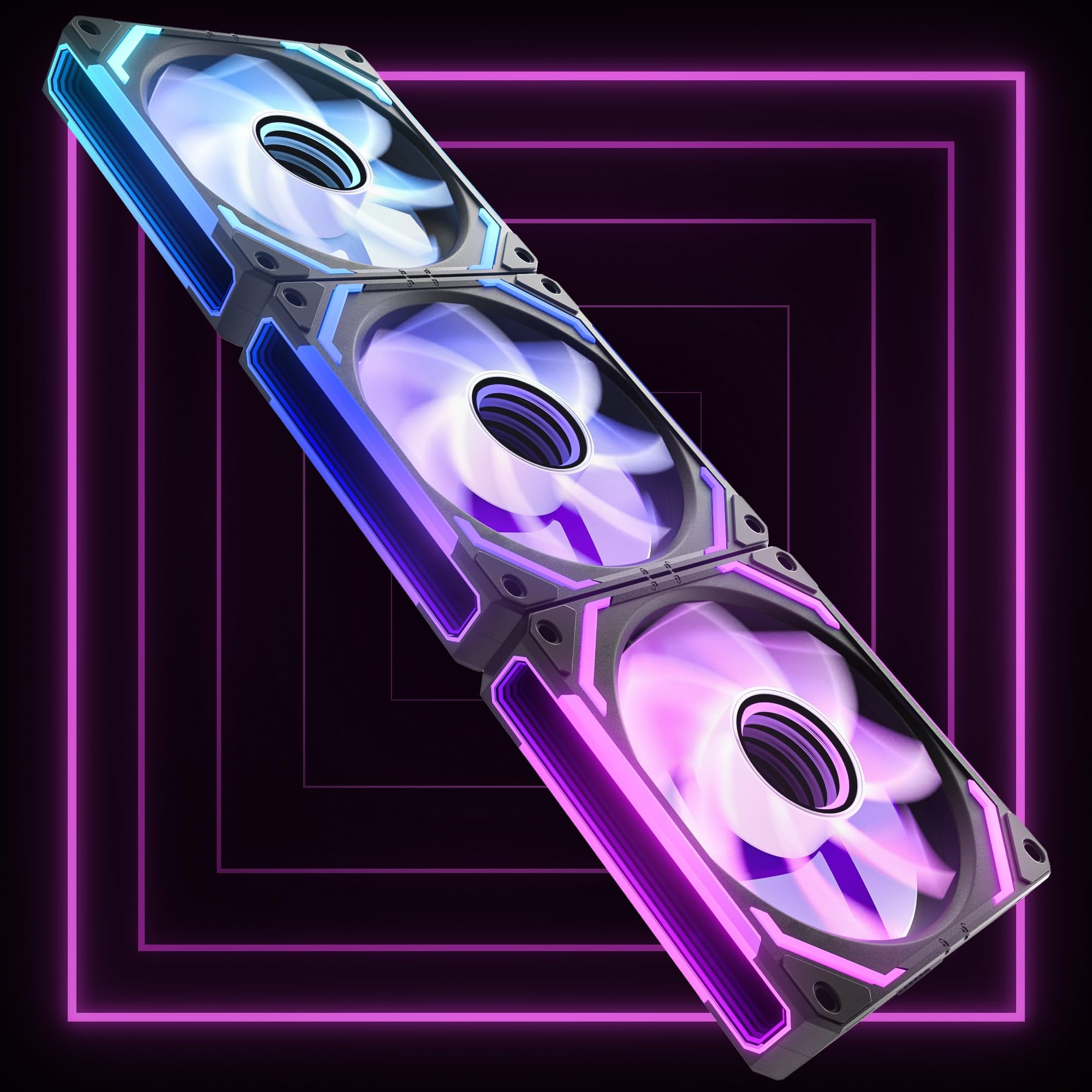 AsiaHorse COSMIQ RGB PC Lüfter 120MM Reverse Gehäuselüfter 3 Stück, ARGB Daisy Chain PC Lüfter [Infinity Mirror] [FDB] 2000 RPM/68,5 CFM/24 LEDS 4 Pin PWN & 5V 3Pin ARGB mit Controller. Schwarz 120MM-Reverse Schwarz 3 Angebot bei HelloDeals