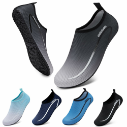 WateLves Wasserschuhe Badeschuhe Damen Herren Aquaschuhe Strandschuhe Schnell Trocknend Slip on Breathable Surfschuhe Unisex Schwimmschuhe 34-47EU 42/43 EU A Linie Schwarz Grau Angebot bei HelloDeals