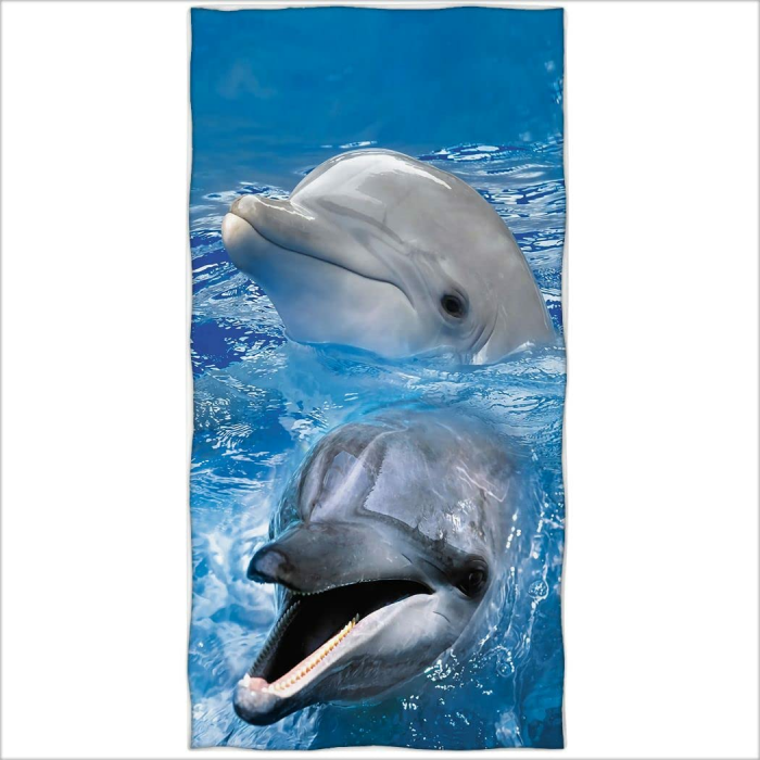 Zomer Strandtuch 70x140cm,Bedrucktes Mikrofaser Badetuch-Delfin Kopf Blau Delfin 5 Angebot bei HelloDeals