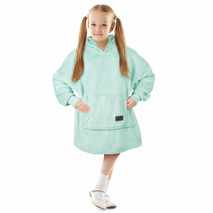 Catalonia Classy Kinder Hoodie Decke, übergroße Kuschel Hoodie Kinder, Mädchen Jungen Kuschel Fleece Tragbare Decke, Sherpa flauschige Riesen Kapuzen Sweatshirt für Jugendliche, Aqua Angebot bei HelloDeals