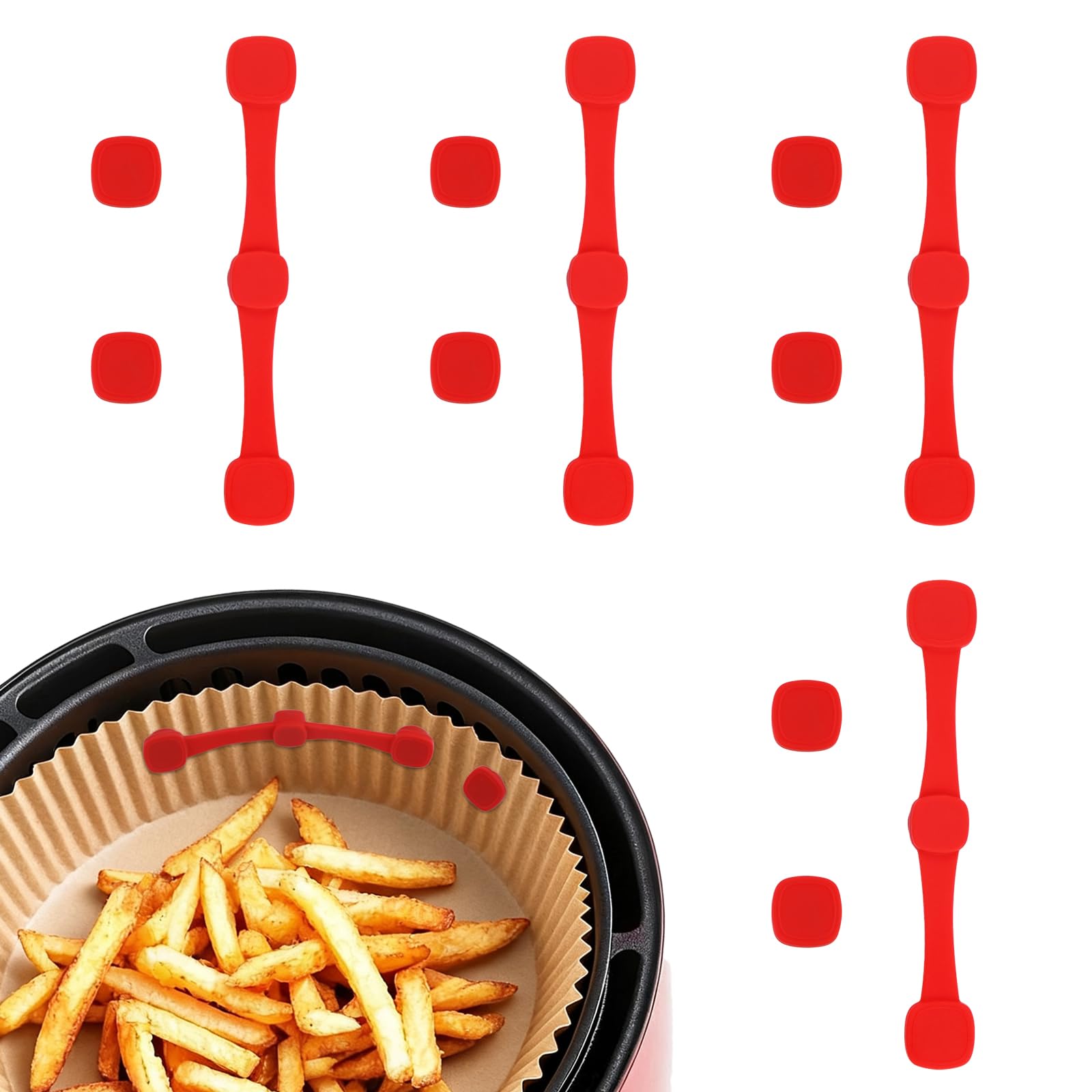 12 Pcs Magnete für Airfryer Backpapier,BPA-frei Zubehör für Heißluftfritteuse Verhindert Verrutschen & Verbrennen Kompatibel mit Ninja/Philips/Cosori Airfryer 12 Pcs Rot Magnetische Angebot bei HelloDeals