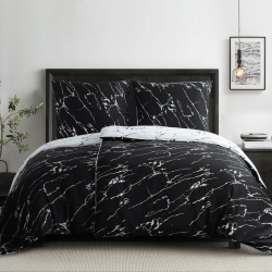 RUIKASI Bettwäsche 135x200 4teilig Schwarz - Bettbezüge 135 x 200 2er Set mit Marmor Muster, Bettwäsche-Sets 135x200cm aus Mikrofaser mit Reißverschluss Weich und Bügelfrei 135x200 4teilig Marmor Angebot bei HelloDeals