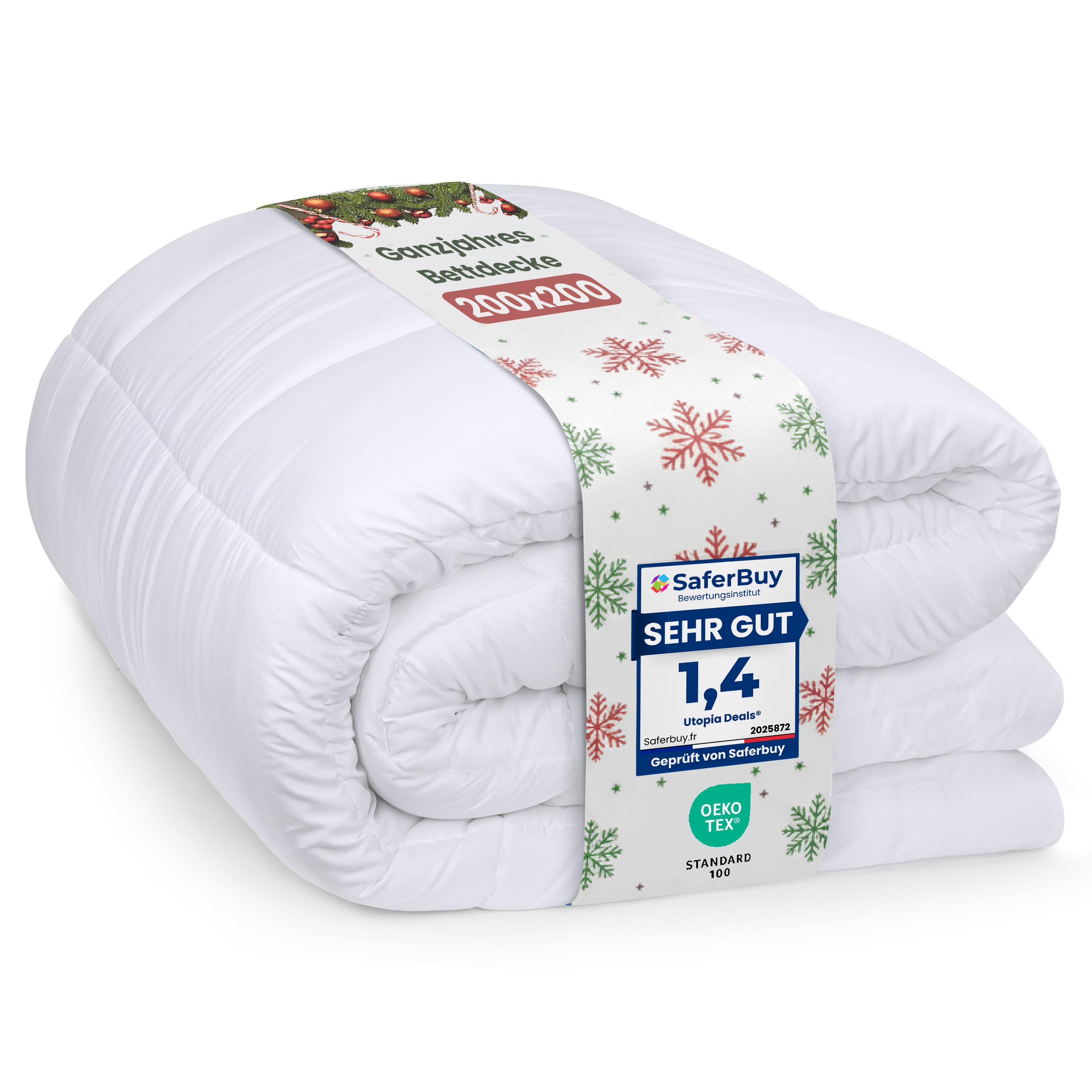 Utopia Bedding Bettdecke 200 x 200 cm, leichte Bettdecke mit Polyesterfüllung für 4 Jahreszeiten, Mikrofaser, für 2 Personen (weiß) Weiß 200 x 200 cm Angebot bei HelloDeals