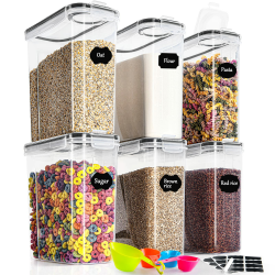 GoMaihe 4L Vorratsdosen 6 Set, Aufbewahrungsbox Küche Luftdicht Behälter aus Plastik Mit Deckel, Vorratsgläser zur Aufbewahrung von Nudeln, Müsli, Reis, Mehl, und für Futter Haustiere, MEHRWEG 4l - Set of 6 Angebot bei HelloDeals