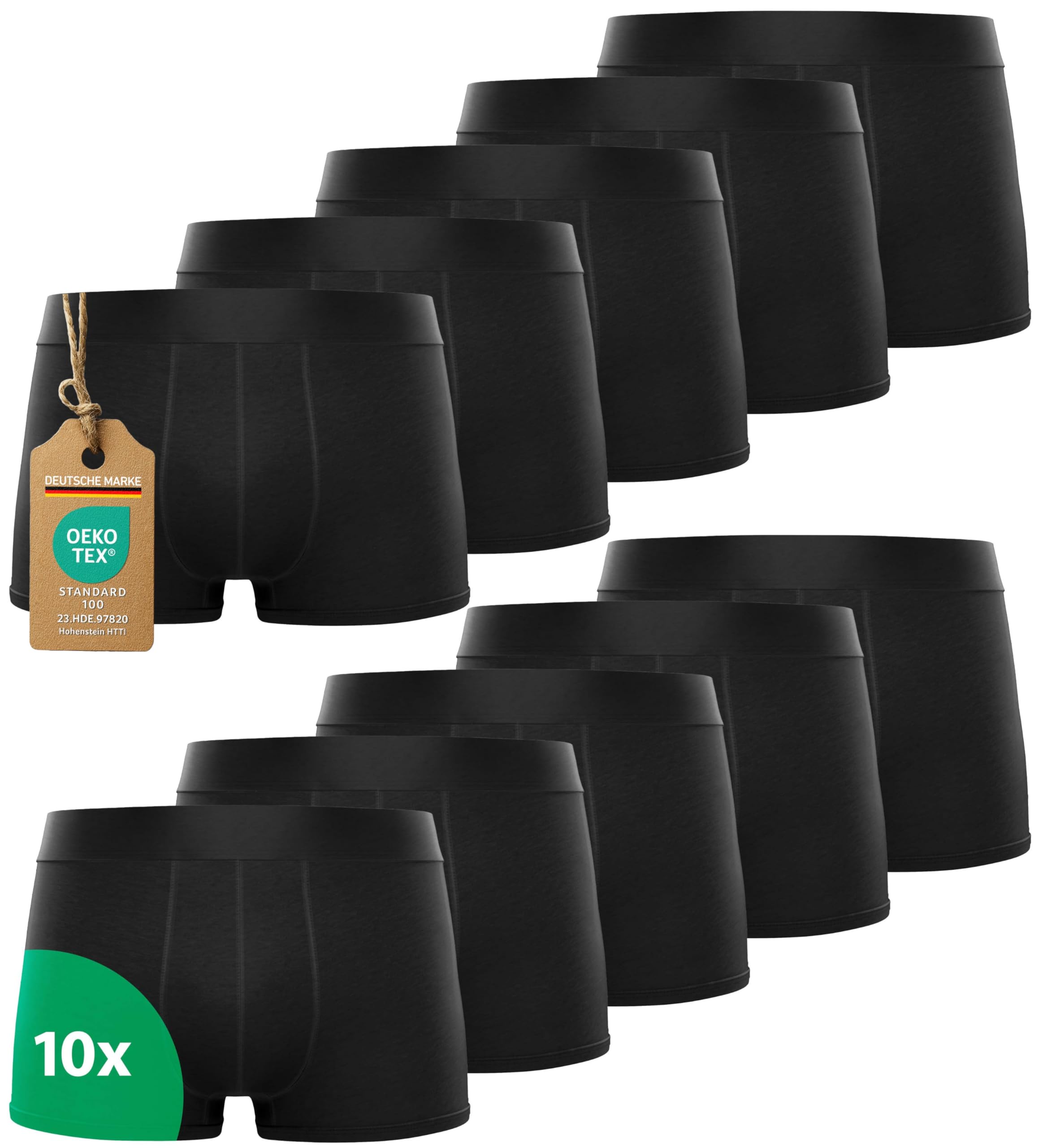 Kemes Boxershorts Herren 10 Pack Baumwolle schwarz Unterhosen atmungsaktiv Unterwäsche Herren 4XL Schwarz Angebot bei HelloDeals