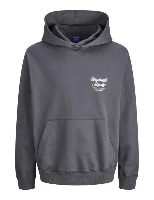 Jack & Jones Herren Hoodie Kapuzenpullover JORNORREBRO Typo Back Sweat Hood - Relaxed Fit L Asphalt Angebot bei HelloDeals