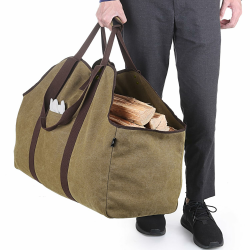 Extra Großer Kaminholzträger Holzkorb Brennholztasche Tragetasche aus Segeltuch mit 2 Griffe 1_braun Angebot bei HelloDeals