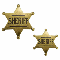 Sheriff-Abzeichen, lustiges Sheriff-Hut-Emblem, Retro-Sechagramm-Stern-Buchstabe, Legierung, Brosche, Motto-Brosche, Geburtstag, Anstecker, Dekorationen, Jahrestag, Gedenkmedaille, Emblem für Angebot bei HelloDeals