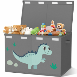 VERONLY Spielzeugkiste Aufbewahrungsbox mit Deckel Kinderzimmer- 83L Faltbar Groß Spielzeug Aufbewahrung Kinder karton mit Griffen für Mädchen Kinderzimmer Bücher Schlafzimme(Dinosauriermuster) Angebot bei HelloDeals