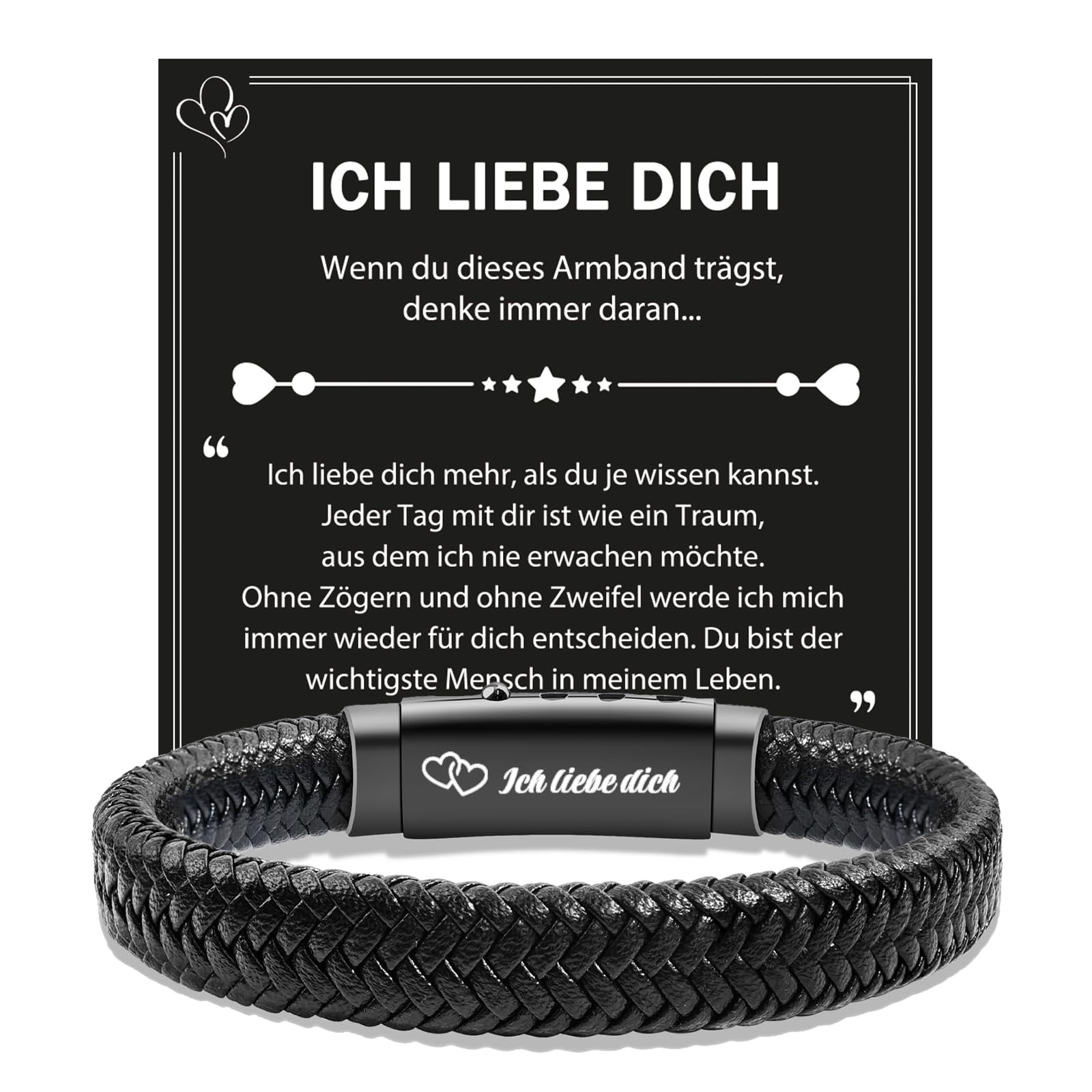 Ich Liebe Dich Geschenke für Männer, Valentinstag Armband Geschenk für Ihn, An Meinen Mann Armband Weihnachten Geburtstag Geschenke für Männer Lederarmband Angebot bei HelloDeals