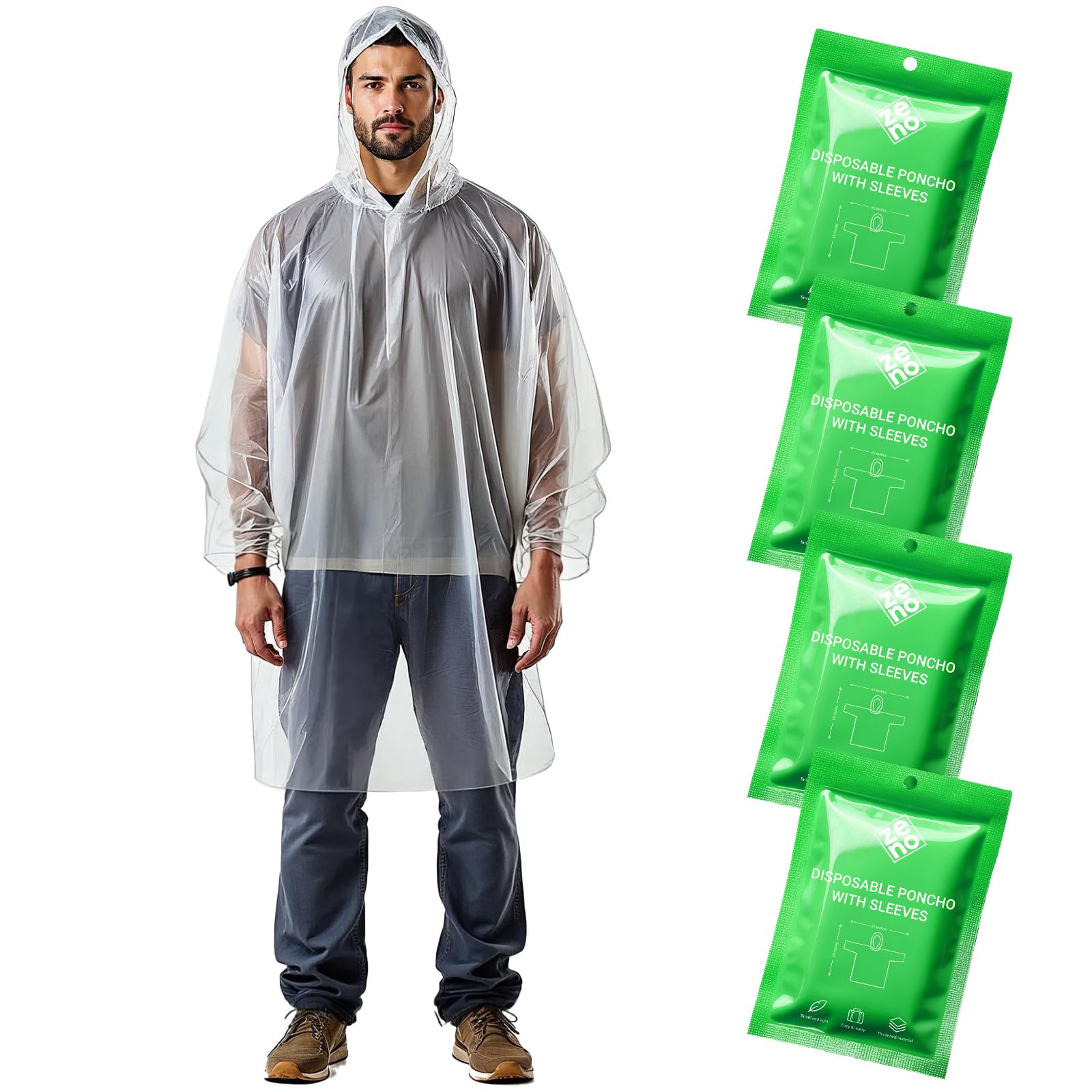 ZENO Regenponcho Festival Wasserdicht - Regencape Festival Einweg - Regenponcho Damen & Mann Grün Angebot bei HelloDeals