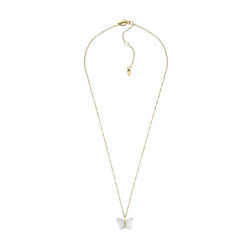 Fossil Damen Edelstahl mit Karabinerverschluss Schmetterlings-Anhänger Halskette gold Angebot bei HelloDeals