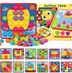 Guihumz Mosaik Steckspiel für Kinder ab 2 3 Jahre,Steckmosaik mit 45 Steckperlen und 12 Bunten Steckplätte,Bunte Steckspiel Set,Lernspielzeug Geschenk für Mädchen Junge Angebot bei HelloDeals