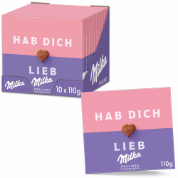 Milka Hab dich lieb Pralinen – Alpenmilch-Schokolade mit feiner Erdbeer-Crème-Füllung – 10 x 110g Angebot bei HelloDeals