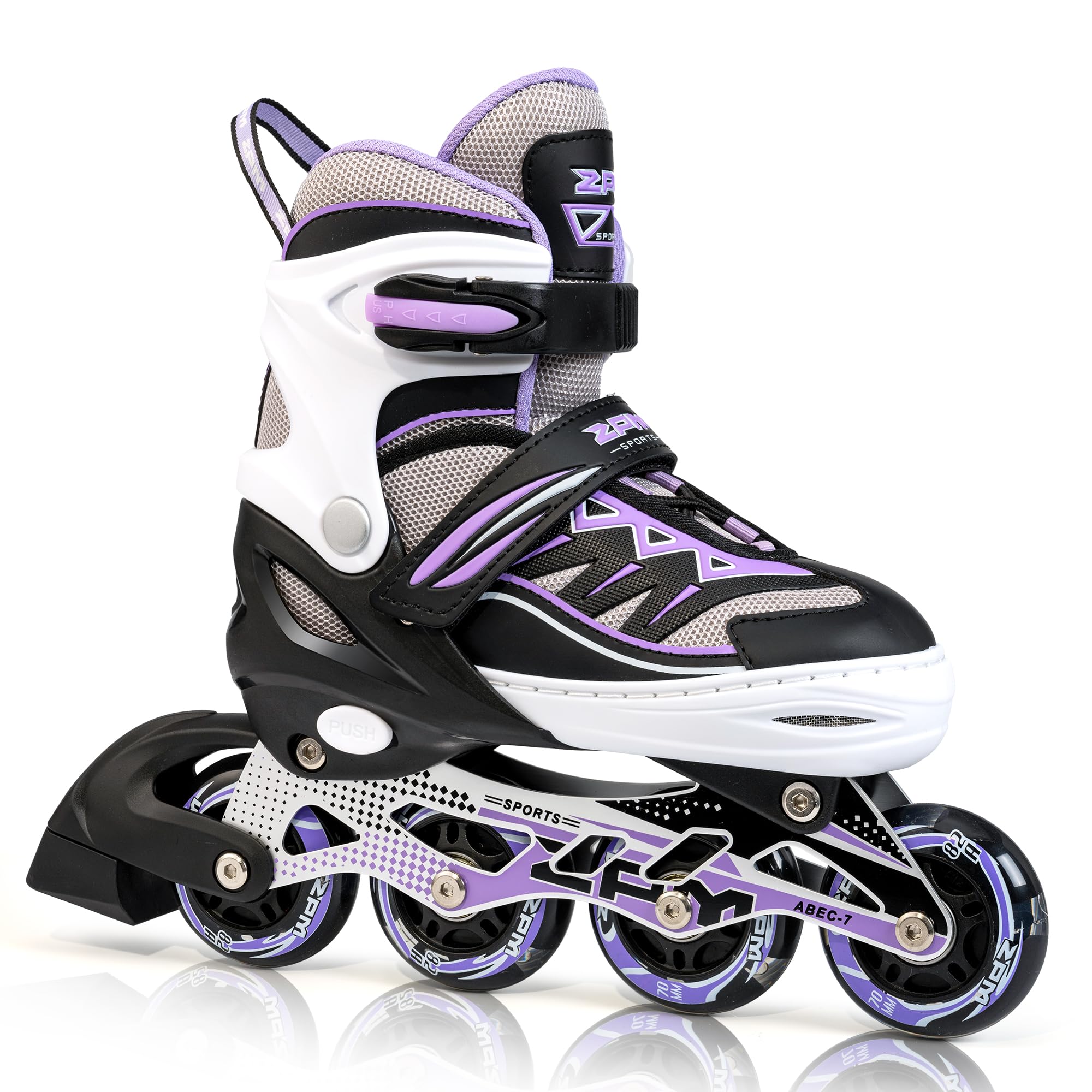 2PM SPORTS Cytia Rosa/Violett größenverstellbare Inliner Kinder mit leuchtenden LED Rollen, lustige blinkende Anfänger Mädchen Inline Skates mit Einstellbarer für Damen und Herren Violett S - Kleine Kinder(EU 28-31) Angebot bei HelloDeals