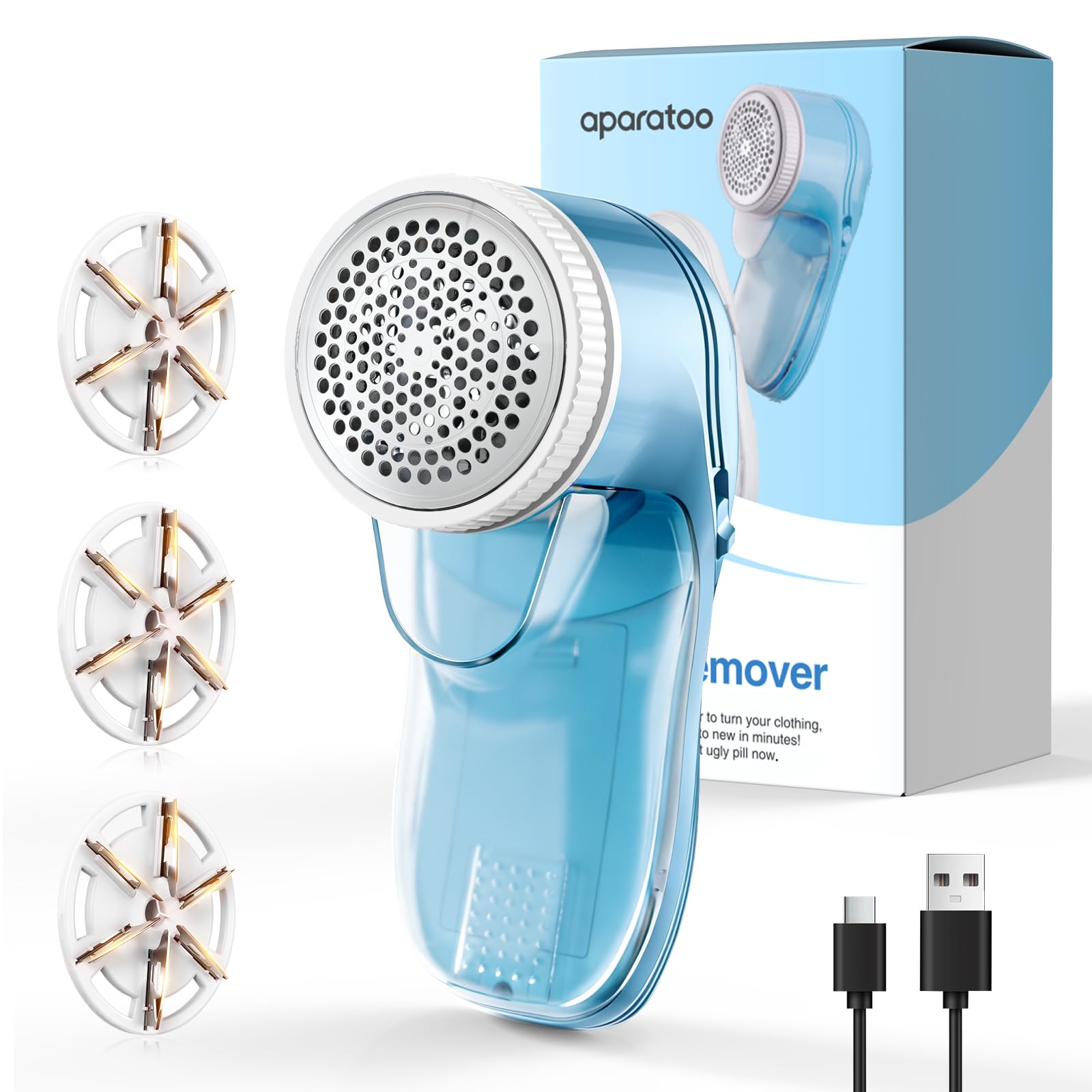 Elektrischer Fusselrasierer Stoffrasierer, USB Wiederaufladbarer Fusselentferner für Kleidung Debobbler Kleiderrasierer Fusselrolle Wolle Defuzzer für Kleidung Teppich (3 Klingen enthalten) Angebot bei HelloDeals