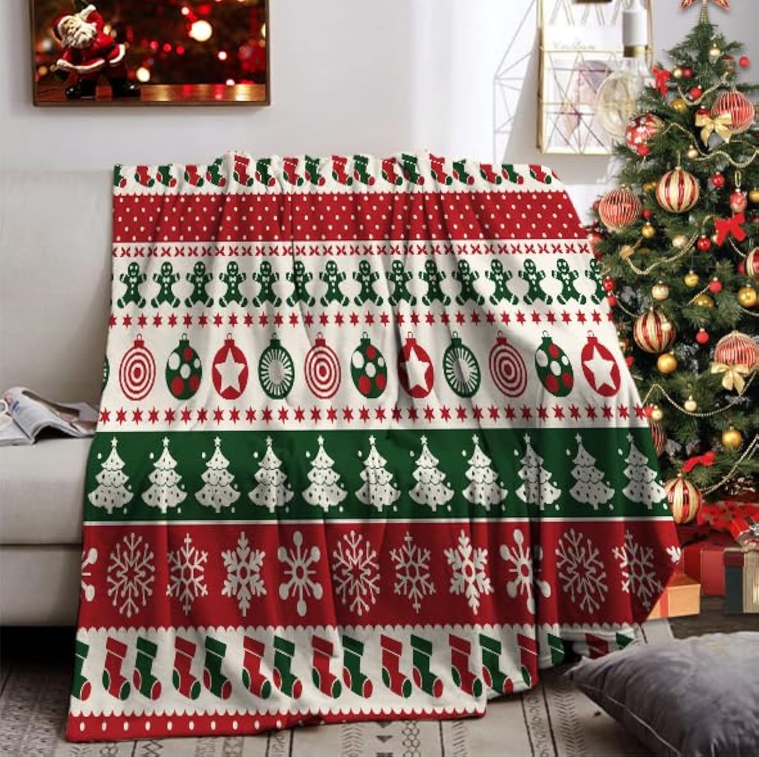 Weihnachts Kuscheldecke 130x150cm, Sofa Decke Weihnachten, Weiche Warme Winter Fleecedecke Weihnachten für Erwachsene (A, 130x150cm) 130x150cm A Angebot bei HelloDeals
