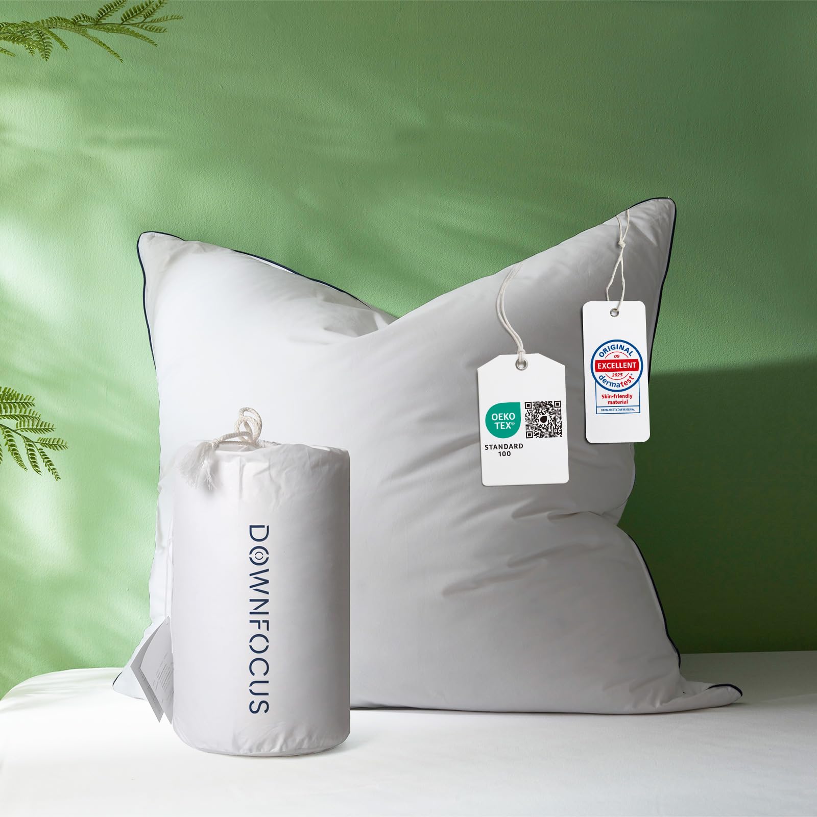 Premium Kopfkissen 80x80,100% natürliche Daunen & Federn, Ergonomisch optimiert 3 Kammern Nackenstützkissen, Mittelfestes Kissen fachärztlich geprüft, Oeko-Tex zertc 80x80 80 x 80 cm Angebot bei HelloDeals