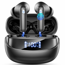 Bluetooth Kopfhörer, 2026 Kopfhörer Kabellos Bluetooth 5.4, 50 Std Spielzeit In Ear Kopfhörer HiFi Stereo mit 6 ENC Noise Cancelling Mics, IP7 Wasserdicht Kabellose Kopfhörer, Ohrhörer mit LED-Anzeige Tief Schwarz Angebot bei HelloDeals