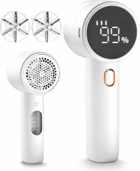 Fusselentferner, Elektrischer Stoffrasierer, Wiederaufladbarer Fusselrasierer, Pullover-Entfussler zur Entfernung von Fusseln, Batteriebetrieben,mit 6 Klingen und 3 Geschwindigkeiten sowie LED-Anzeige Elfenbein Angebot bei HelloDeals