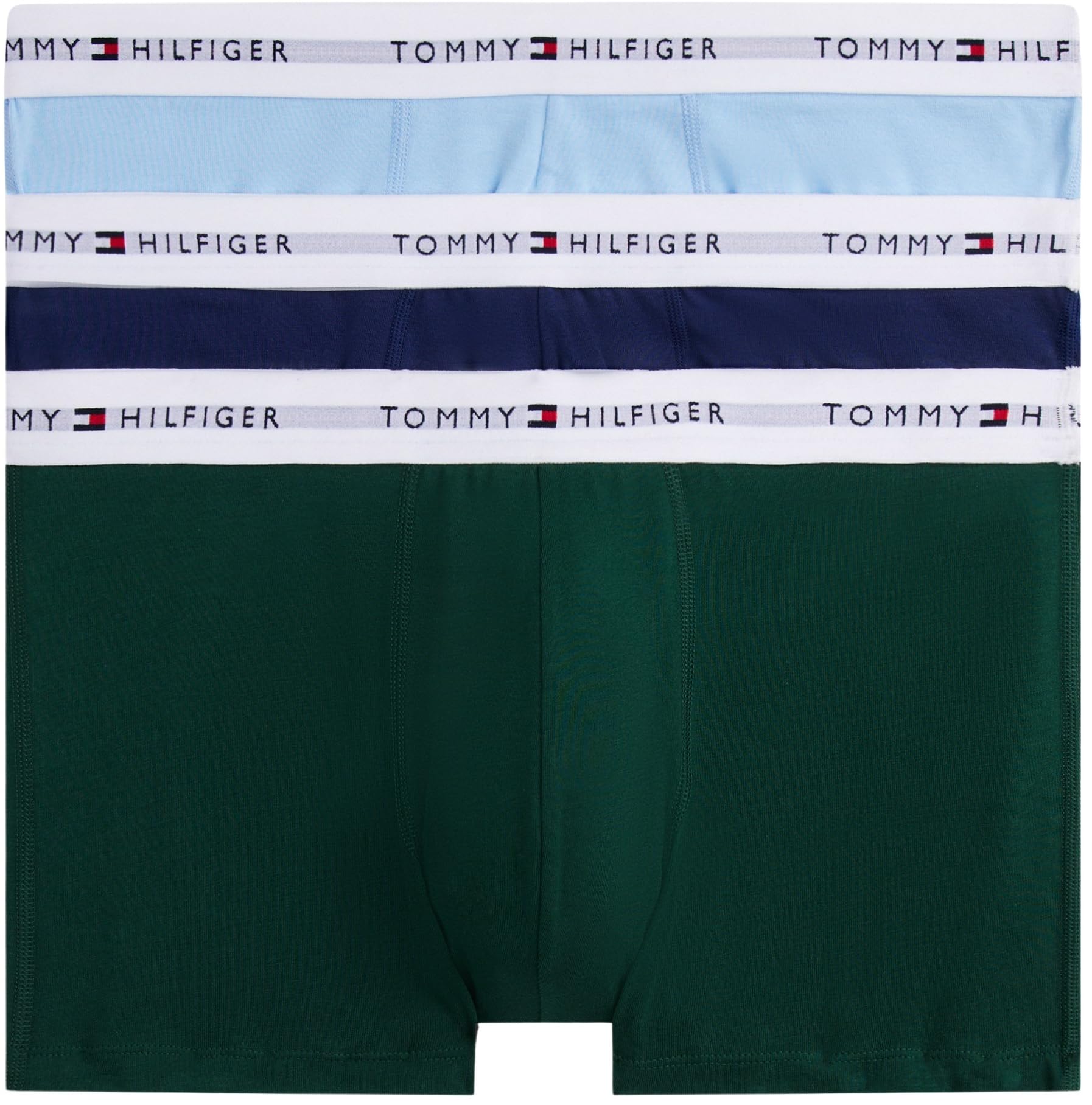 Tommy Hilfiger Herren 3er Pack Boxershorts Trunks Unterwäsche S Black (Orn Grn/Prp Nvy/Vess Blu) Angebot bei HelloDeals