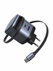 UGREEN USB C Ladegerät 65W mit 70cm Einziehbarem Ladekabel GaN Netzteil 3-Port Schnellladegerät PPS 45W Charger für Reise kompatibel mit MacBook Pro/Air, Galaxy S-A Serie, iPhone 17-8 Serie, iPads Angebot bei HelloDeals