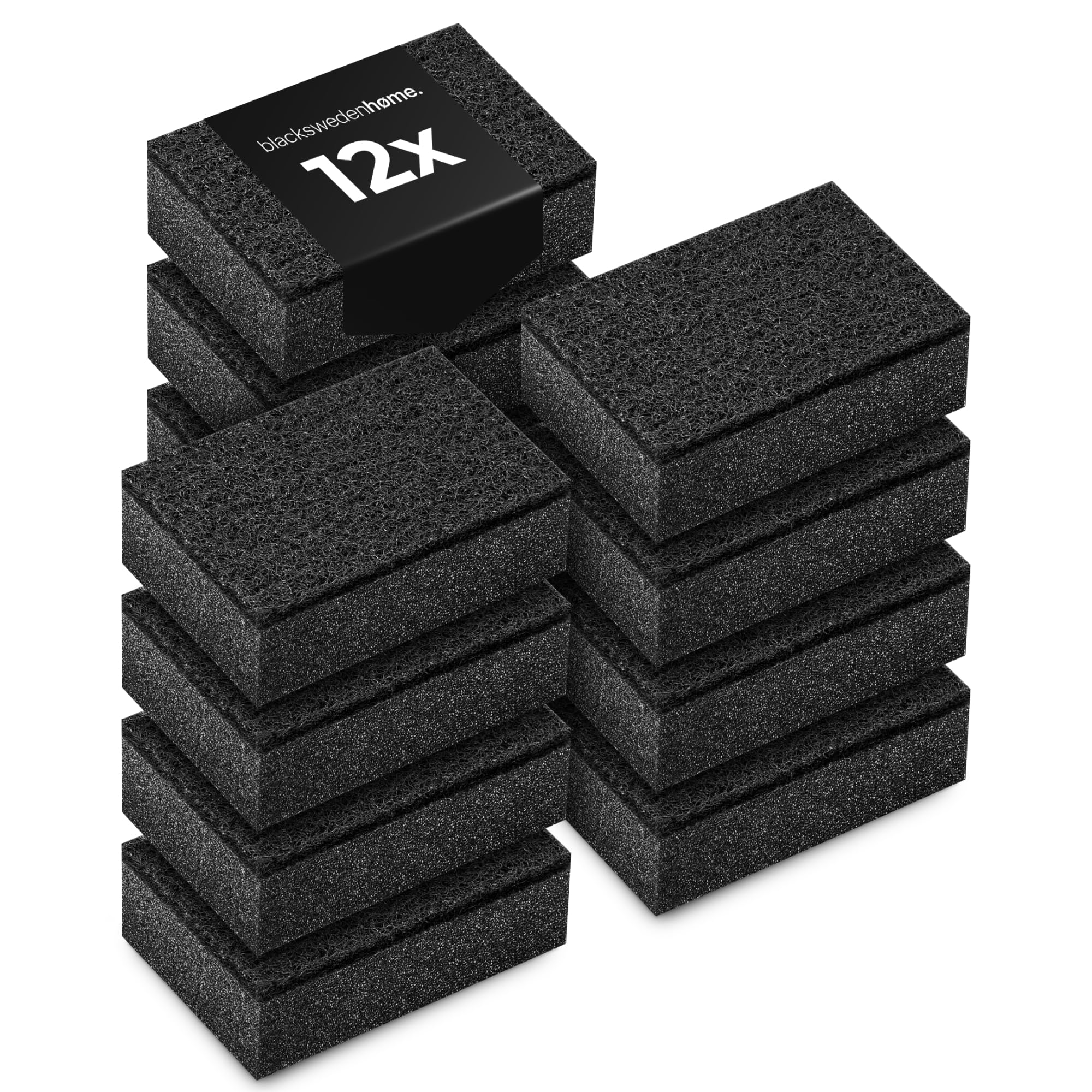 blackswedenhome. SVAMP Schwamm 12 Stück Küchenschwamm Schwarz - Spülschwamm Schwarz, Langlebig und Universell Einsetzbar - Geschirrschwamm, Putzschwamm mit Scheuervlies 10x7x3,5 Schwarz Angebot bei HelloDeals