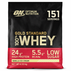 Optimum Nutrition Gold Standard 100% Whey, Proteinpulver, Geschmack Vanilla Ice Cream, 4.53kg, 151 Portionen Angebot bei HelloDeals
