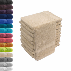 10er Set Waschhandschuhe Waschlappen Beige 16x21 cm | 100% Baumwolle Frottier | ÖKO-TEX Standard | Premium Qualität 500 g/m² Angebot bei HelloDeals