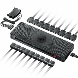 AsiaHorse 2 IN 1 ARGB/PWM 9 Ports Lüfter Hub, Verteiler mit SATA Power, PWM Funktionslüfter Adapter, 12V4PIN-PWM und 5V3PIN-ARGB Anschlüsse, Motherboard-Steuerung Hub, Kabelmanagement Angebot bei HelloDeals