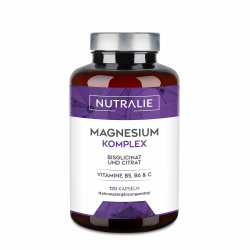 Magnesium Glycinat + Citrat - Komplex 2145mg - Vitamin B5 + B6 + C - Magnesium Kapseln - Magnesiumcitrat -120 Kapseln Vegan Nutralie Angebot bei HelloDeals