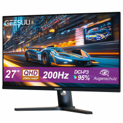 Gaming Monitor 27 Zoll, QHD 1440p Gaming PC Monitors, 200Hz IPS Bildschirm, 1ms, 1200:1, HDR400, 95% DCI-P3, Eye Care Screen, HDMI 2.1 & DP 1.4 27 Zoll QHD/200Hz/IPS Angebot bei HelloDeals