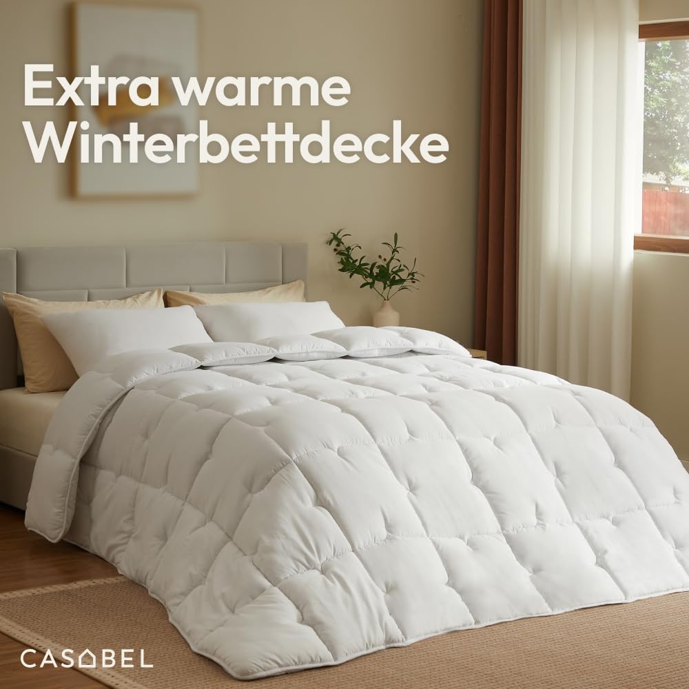 CASABEL Winterbettdecke für 2 Personen, Warme Bettdecke 200x220 cm, 700/gsm, Diamant Weiß, Wärmedecke, Atmungsaktiv, Temperaturregulierend, Maschinenwaschbar, für Winter, Herbst & Kalte Tage Diamant Weiß 200 x 220 cm Angebot bei HelloDeals