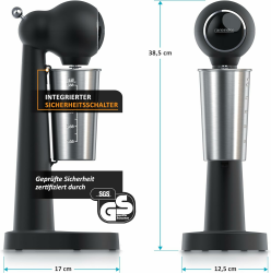 Arendo - Drink Mixer - Eiweiß Shaker - Getränkemixer - elektrischer Standmixer - 500 ml Becher - 22.000 U min - 2 Geschwindigkeitsstufen - Fitness Protein Drinks Smoothies Milchshakes Cocktails A: Schwarz Angebot bei HelloDeals