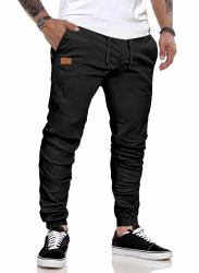 JMIERR Hose Herren Chino Cargo Hose Jogginghose Herren Baumwolle Sporthose Casual Freizeithose Elastische Taille mit Kordelzug Sweatpants Herren mit Taschen A Schwarz XXL Angebot bei HelloDeals