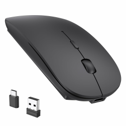 RaceGT Maus Kabellos USB-C & USB-A, Mouse Aufladbar 2,4GHz Leise klick Beidhändig 3 Adjustable DPI Level mit 4 Tasten, mit EIN Aus Schalter für Computer Laptop PC MacbookPro/Air Chromebook USB-C & USB-A Stil Angebot bei HelloDeals