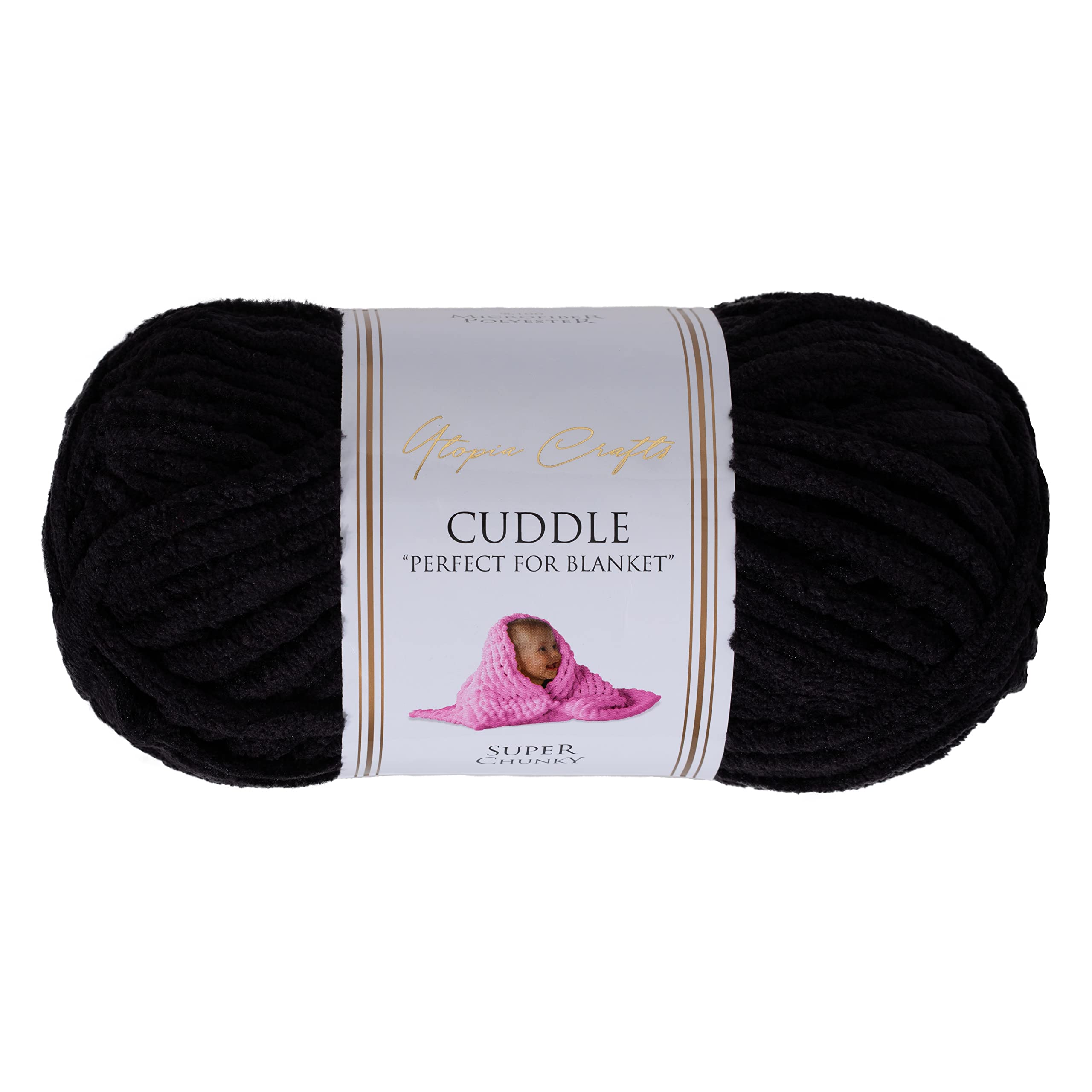 Utopia Crafts Cuddle Super Chunky Chenille Garn Schwarz, 100 g Knäuel, 60 m, Flauschiges, Dickes Strickgarn Häkelgarn, Maschinenwäsche, Stricken Häkeln für Anfänger, Wollalternative Black Angebot bei HelloDeals