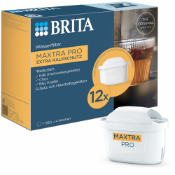 BRITA Wasserfilter Kartusche MAXTRA PRO Extra Kalkschutz (12er-Pack) Jahrespack, Original Ersatz-Wasserfilter für alle BRITA Kannen, filtert Kalk, ultimativer Geräteschutz: Der Heißgetränke-Spezialist 12er Pack Angebot bei HelloDeals