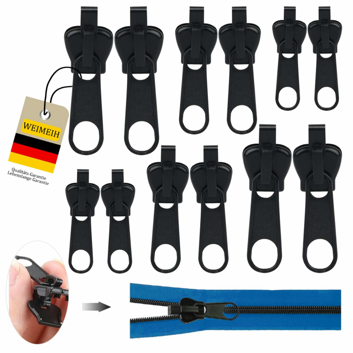 Reissverschluss Reparatur Set Ersatz, 12 Stück Abnehmbare Reißverschluss Zipper Reissverschluss Zipper Reparatur Reißverschluss Reparaturset für Jacken, Rucksäcke, Koffer (12) Angebot bei HelloDeals