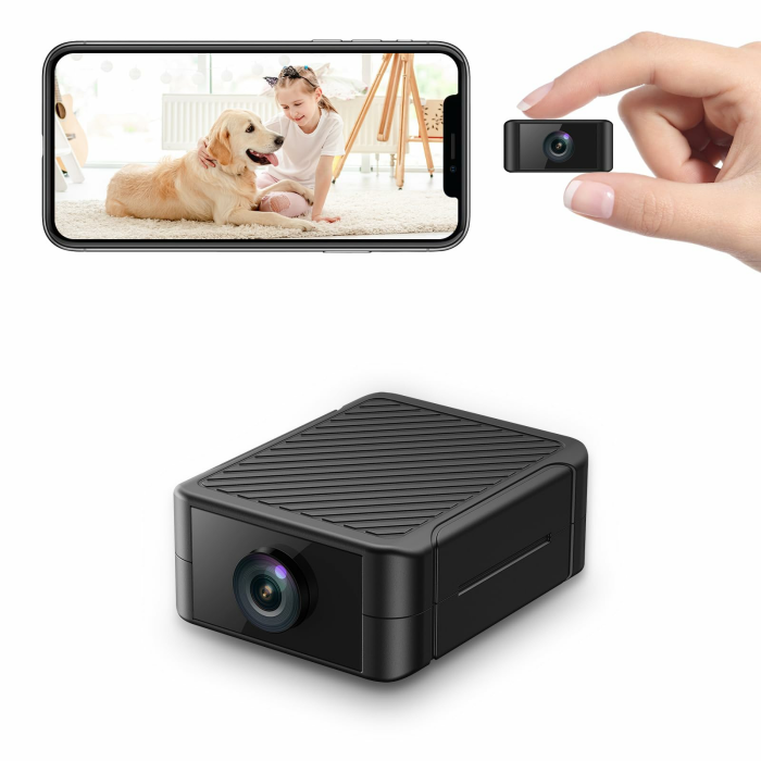 Mini Kamera, 4K HD WLAN Überwachungskamera Innen Für Live Übertragung Handy APP, WiFi Camera Nachtsichtkamera mit Bewegungsmelder/Lange Batterielaufzeit/Cloud-Speicherplat Schwarz Angebot bei HelloDeals