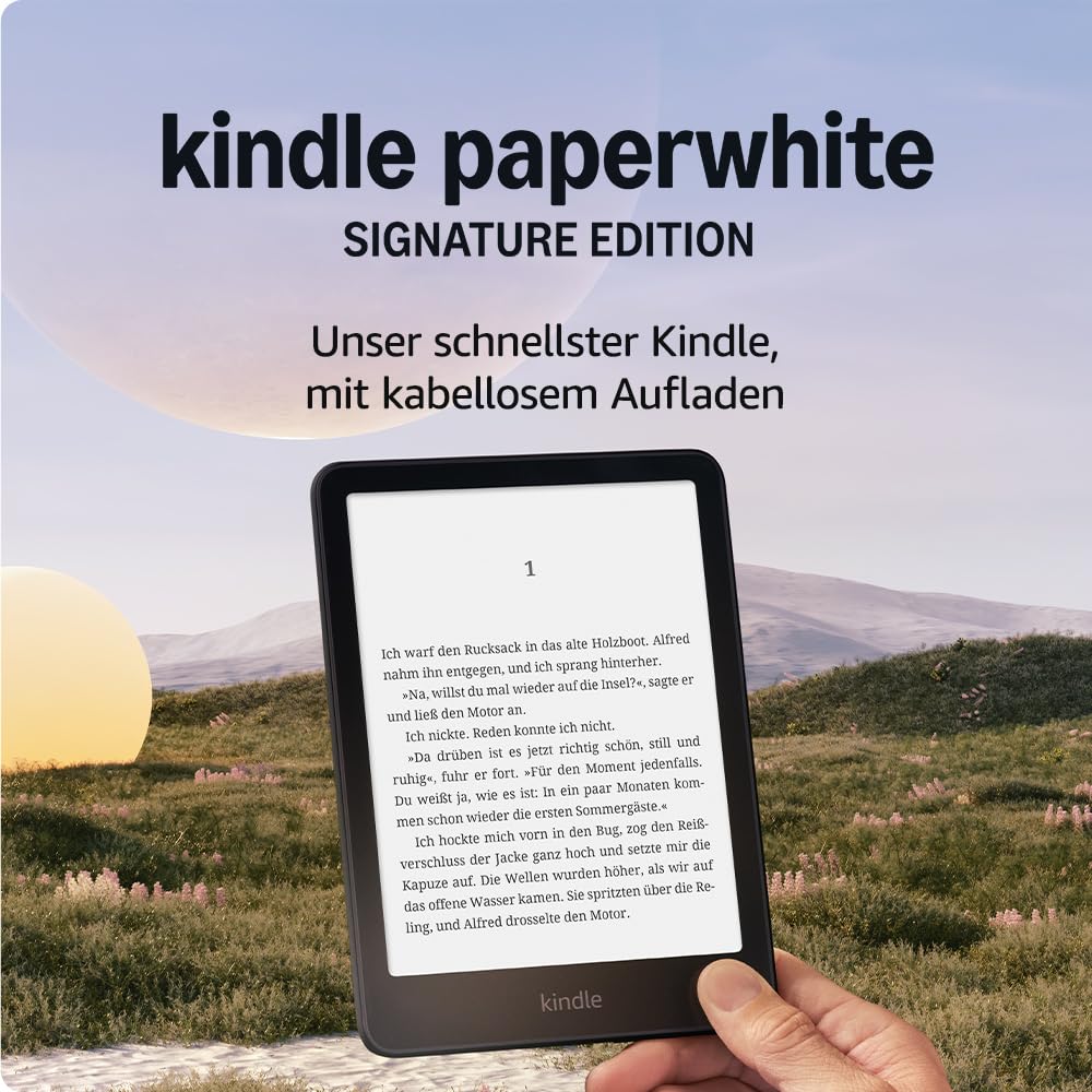 Amazon Kindle Paperwhite Signature Edition (neueste Generation) – Unser schnellster Kindle, mit Frontlicht mit automatischer Anpassung und kabellosem Aufladen – 32 GB – schwarz metallic Schwarz metallic Ohne Kindle Unlimited Angebot bei HelloDeals