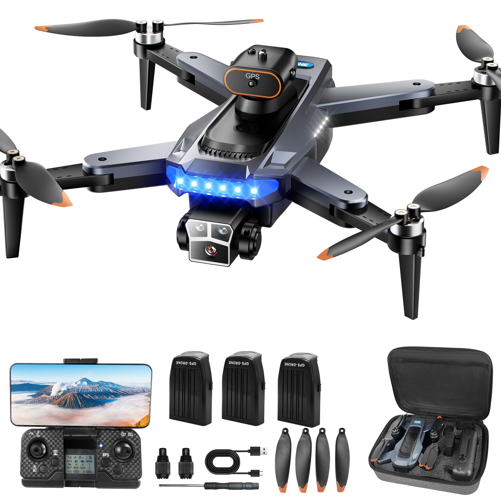 P17 GPS Drohne mit 4K Kamera für Erwachsene, 54~60 Min Flugzeit, Automatische Rückkehr, Folgemodus, Bürstenloser Motor, Faltbarer RC Quadcopter für Anfänger(Standard) Standard Schwarz Angebot bei HelloDeals