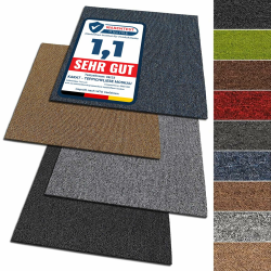 KARAT Teppichfliesen Moskau 50x50cm selbstliegend - 4 Stück Set 1m² strapazierfähiger Teppich Bodenbelag mit hochwertigem Schlingenflor für Haus & Büro - antistatisch mit Bitumen Rücken, Anthrazit 4 Stück | 1m² Anthrazit Angebot bei HelloDeals