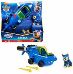 PAW PATROL, Aqua Pups - Basis Fahrzeug Spielzeugauto im Hai-Design mit Chase Welpenfigur, Spielzeug geeignet für Kinder ab 3 Jahren Blau Toy Angebot bei HelloDeals